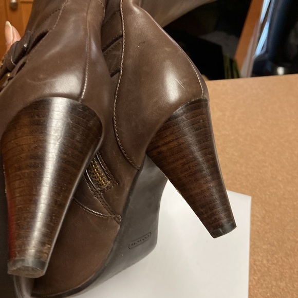 Coach Addie Semi Mate Leather Heel Boots - Picture 9 of 16